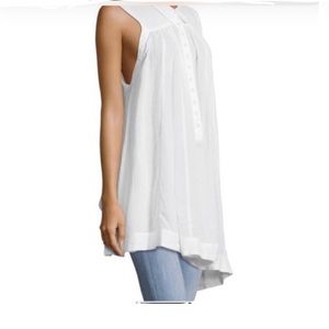 Free People White Sleeveless Tunic Blouse Size S Boho Flowy Top